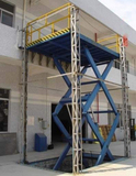 Guide rail assisted cargo scissor lift platform